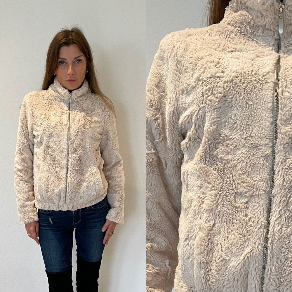 Faux Fur Cream Coat Jacket Boho Size Small